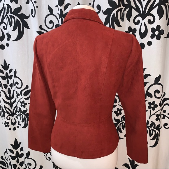 Dorby Faux Suede Sz 8 Rust/Cognac Unlined Fitted Blazer - Picture 5 of 7